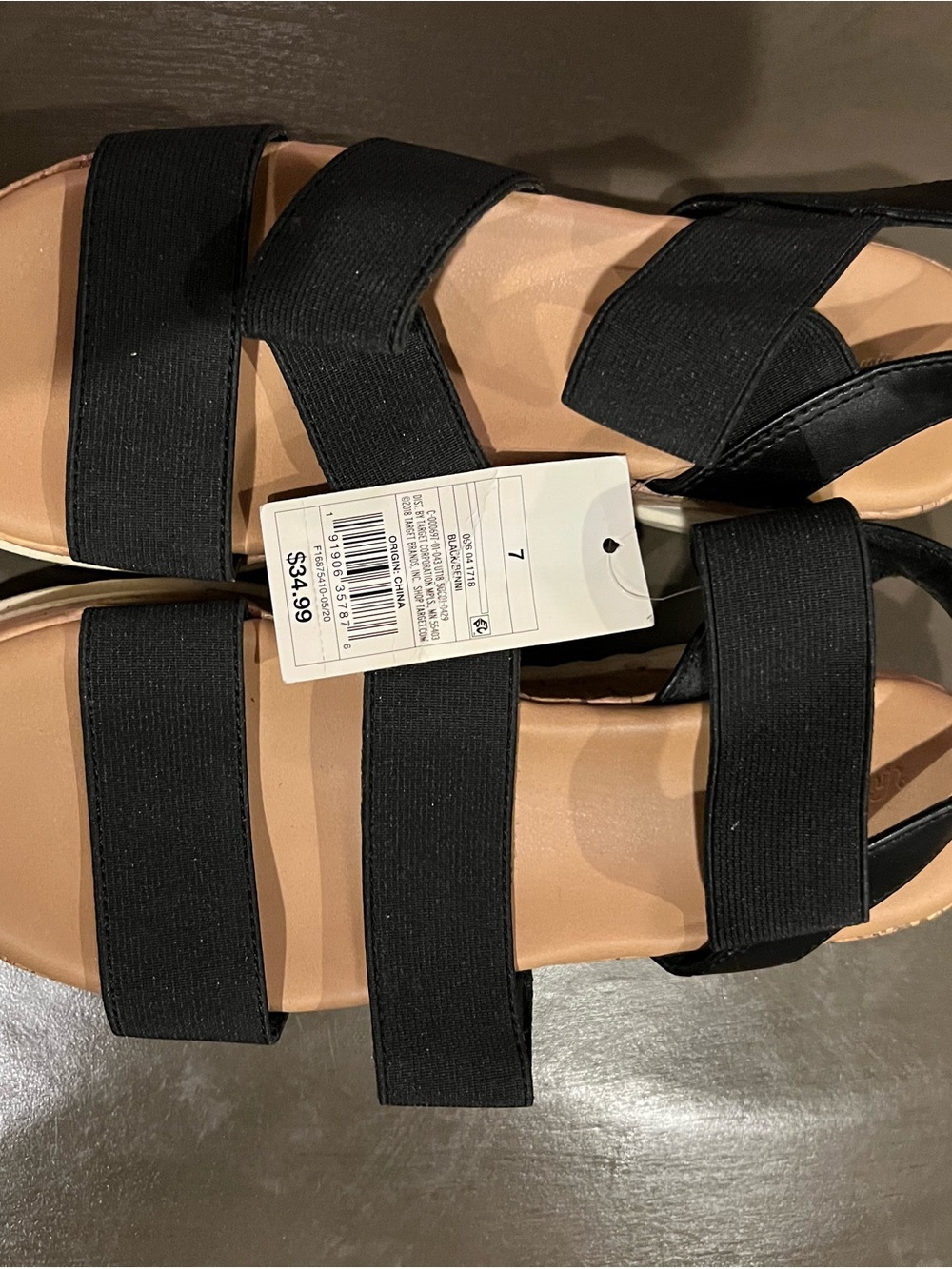 Universal Thread Black Triple-Strap Slide Sandals